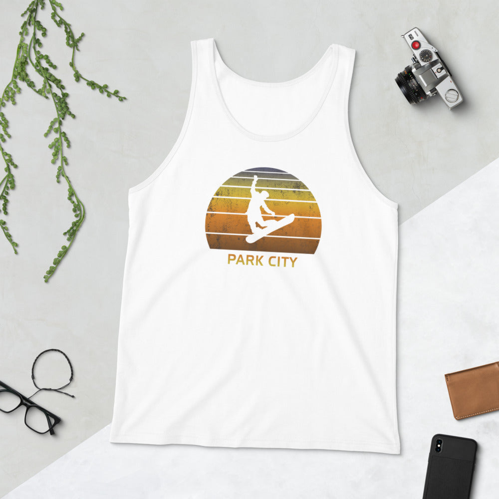 Retro Park City Utah Snowboarding Fan Unisex Tank Top