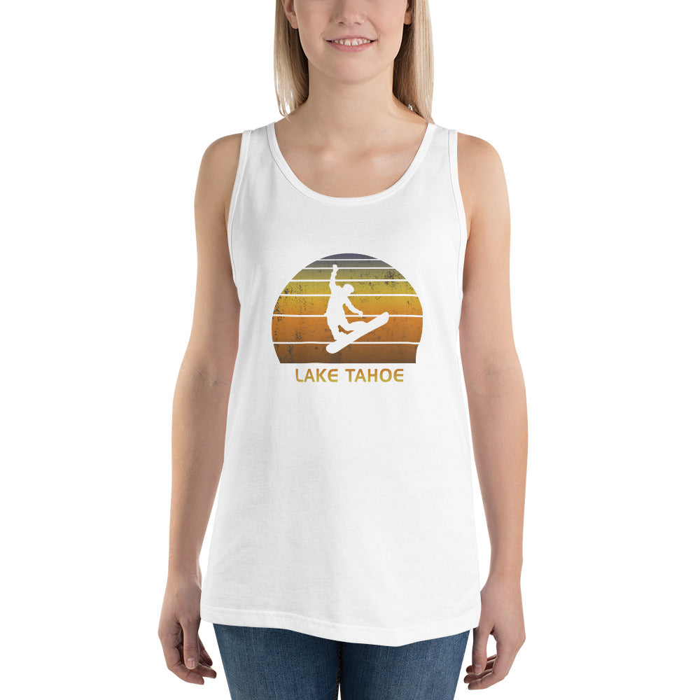 Retro Lake Tahoe California Snowboarding Fan Unisex Tank Top