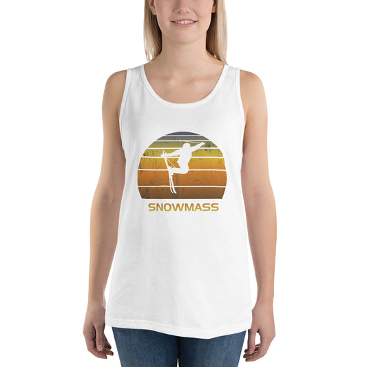 Cool Retro Snowmass Colorado Skiing Ski Fan Unisex Tank Top