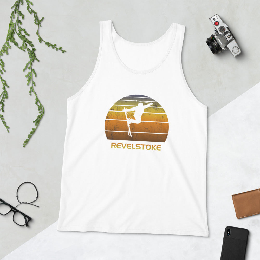 Cool Retro Revelstoke Canada Skiing Ski Fan Unisex Tank Top