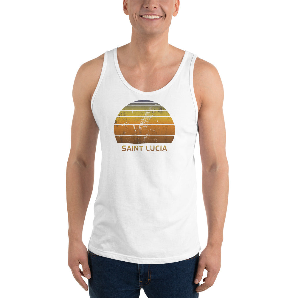 Retro Saint Lucia  Beach Vacation Souvenir Unisex Tank Top