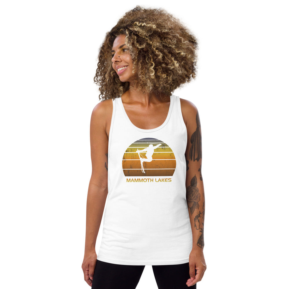 Cool Retro Mammoth Lakes California Skiing Ski Fan Unisex Tank Top