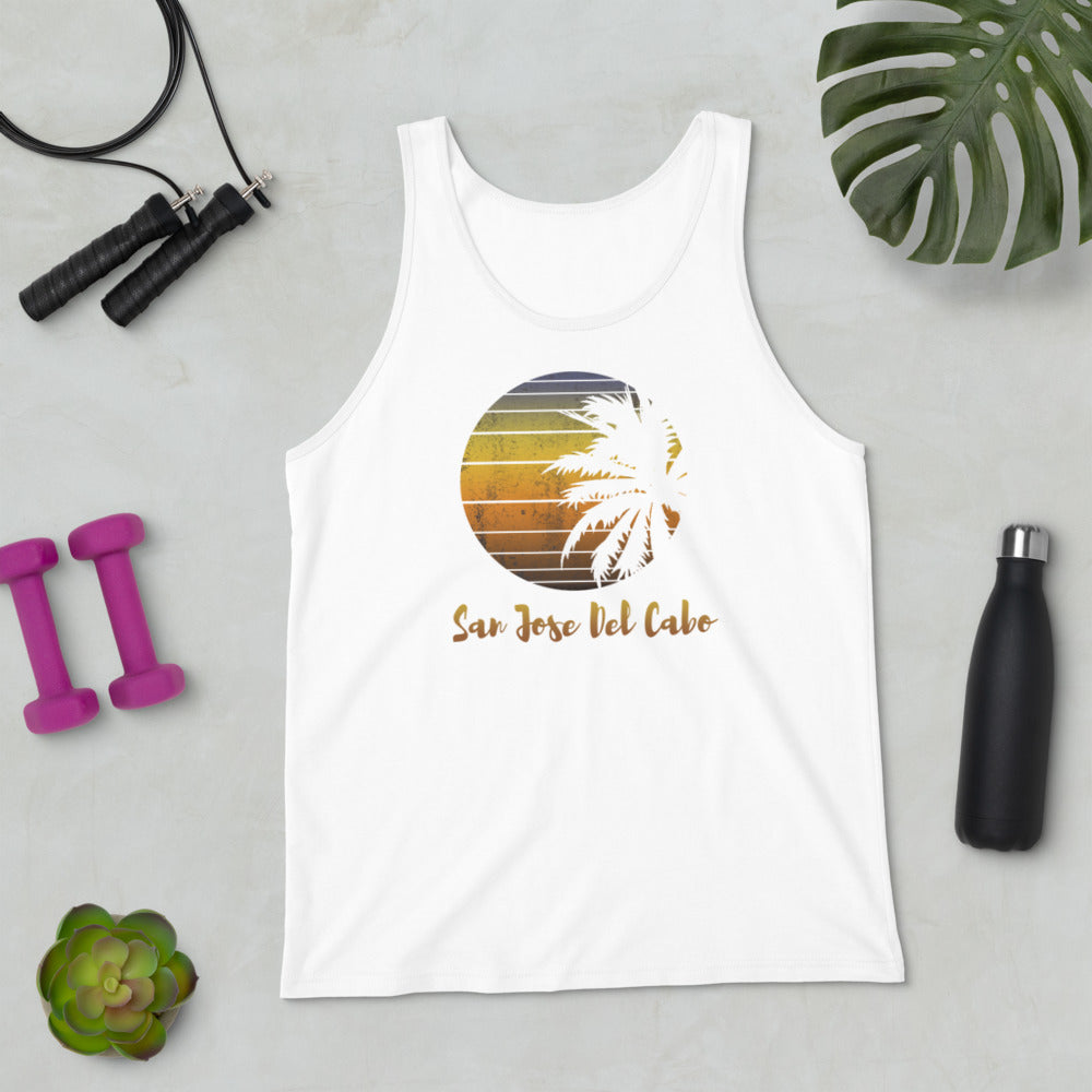 Retro San Jose Del Cabo Mexico Beach Family Vacation Souvenir Palm Tree Unisex Tank Top