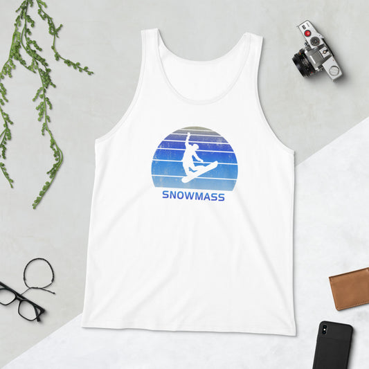 Retro Snowmass Colorado Snowboarding Fan Unisex Tank Top