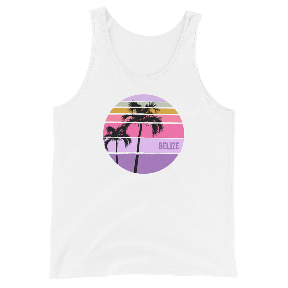 Cool Belize Palm Tree Artistic Vacation Souvenir Unisex Tank Top