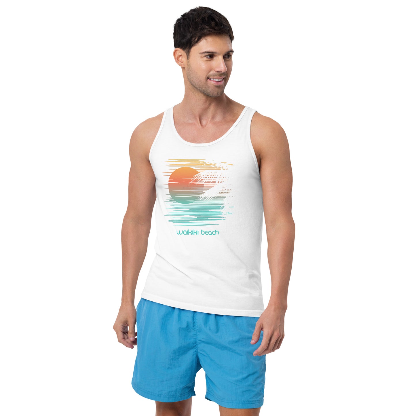 Waikiki Beach Oahu Hawaii Vacation Artistic Souvenir Unisex Tank Top