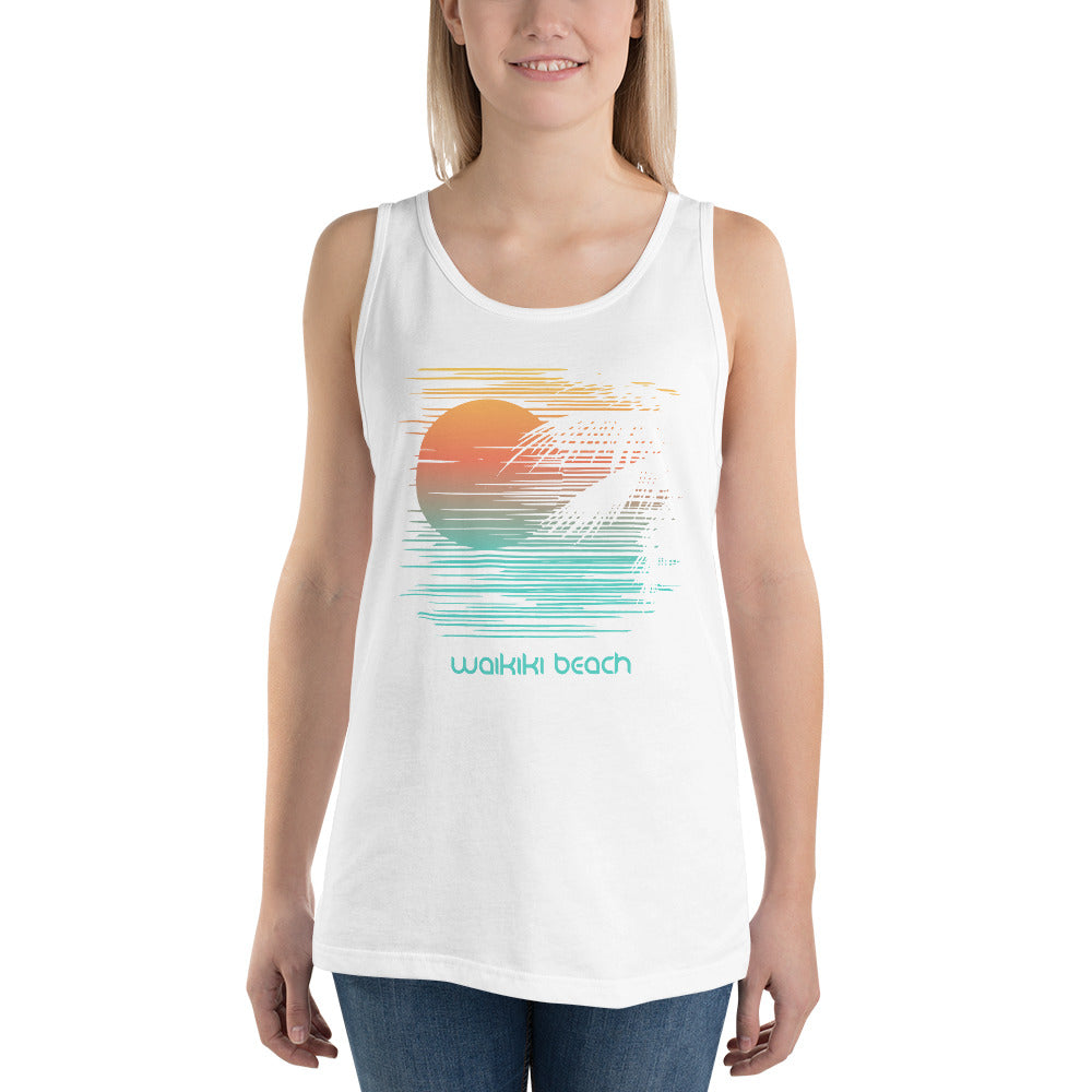 Waikiki Beach Oahu Hawaii Vacation Artistic Souvenir Unisex Tank Top