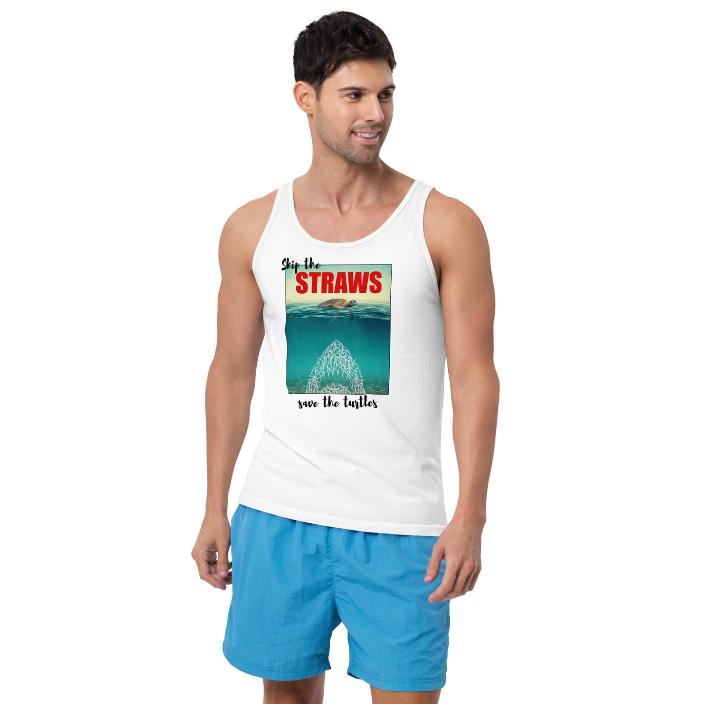 Skip The Straw Save The Turtles Climate Awareness Unisex Tank Top