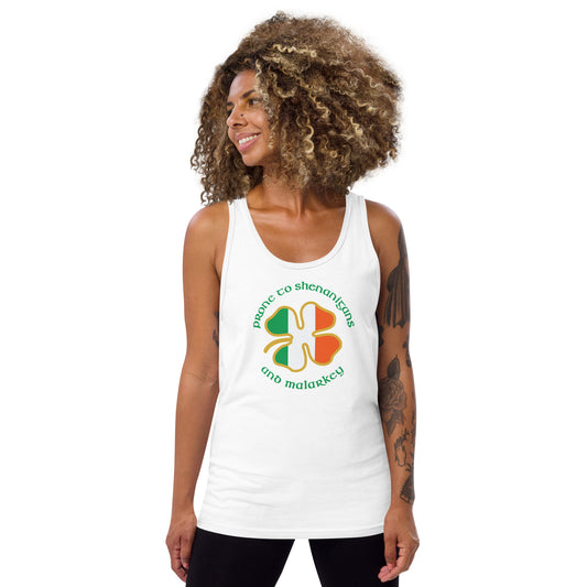 Funny Prone To Shenanigans & Malarkey Irish Flag St. Patrick's Day Unisex Tank Top