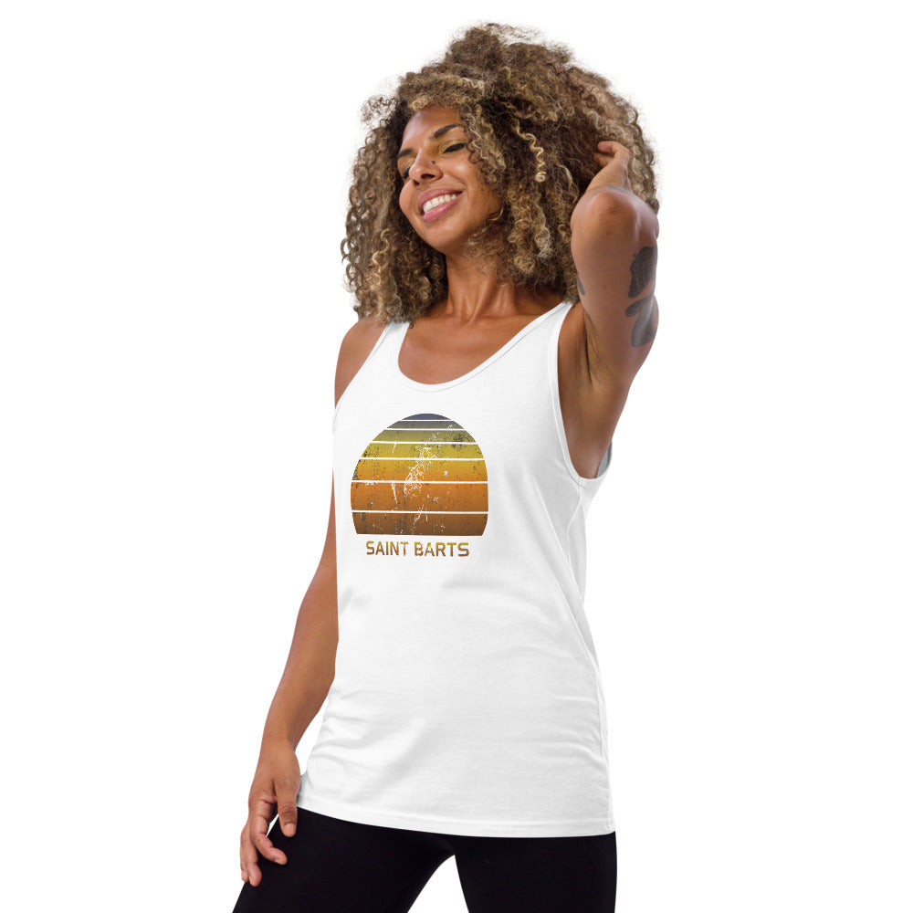 Retro Saint Barts  Beach Vacation Souvenir Unisex Tank Top