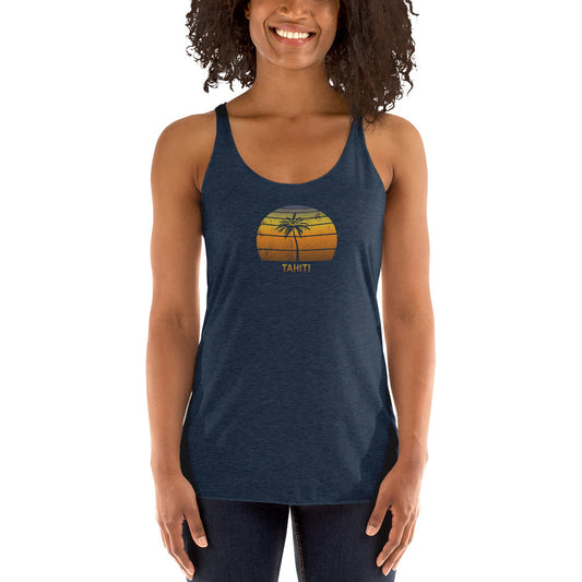 Vintage Tahiti French Polynesia Women's Racerback Tank Top Sunset