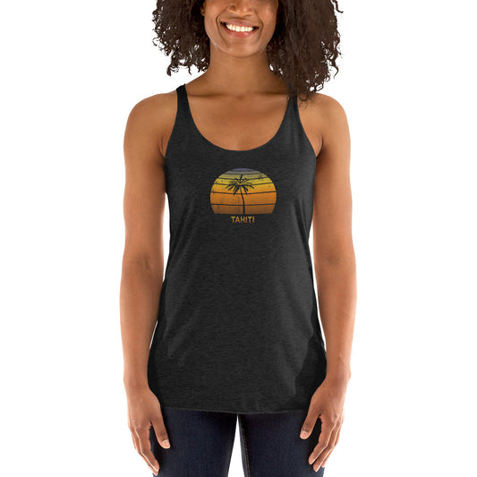 Vintage Tahiti French Polynesia Women's Racerback Tank Top Sunset