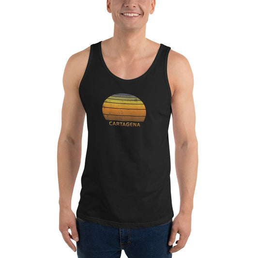 Retro Cartagena Colombia Sunset  Vacation Souvenir   Vintage Sunrise Unisex Tank Top