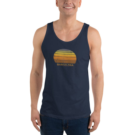 Retro Barcelona Spain Spanish Vacation Souvenir Sunset Vintage Unisex Tank Top