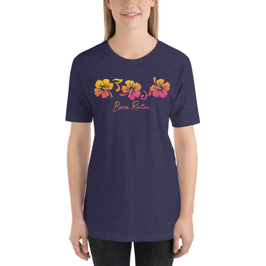 Boca Raton Florida Unisex T-Shirt Tropical Hibiscus Flower