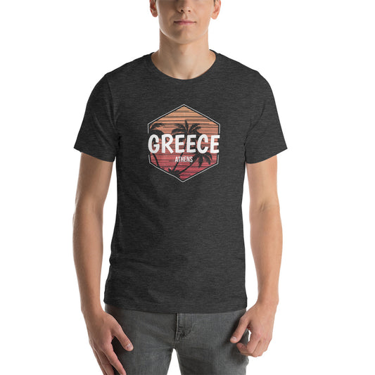 Athens Sunset Tropical Vacation Souvenir  Retro Sunrise Unisex T-Shirt