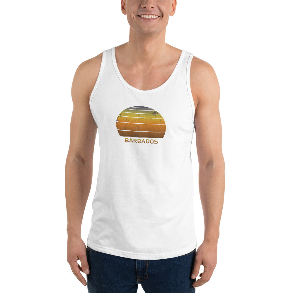 Retro Barbados  Sunset    Vintage Sunrise Unisex Tank Top