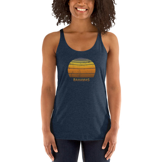 Retro Bahamas Souvenir Sunset Vintage Sunrise Women's Racerback Tank Top