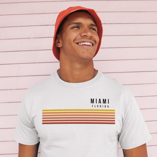 -Retro Miami Florida Vacation Stripes Unisex T-Shirt