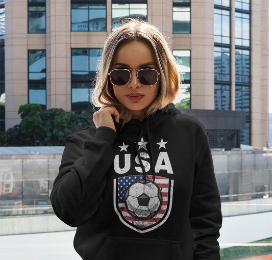 Retro USA Soccer Team Football Fan Country American Flag Unisex Hoodie Top Sweatshirt