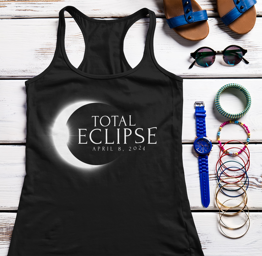 2024 Solar Eclipse Souvenir Memento April 8 Women's Racerback Tank Top