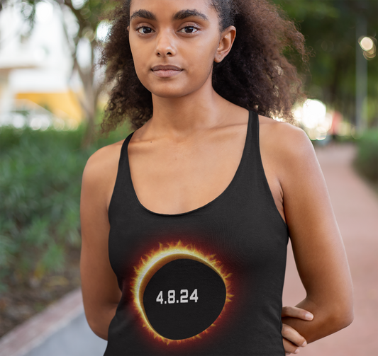 2024 Solar Eclipse Souvenir Memento April 8 Women's Racerback Tank Top