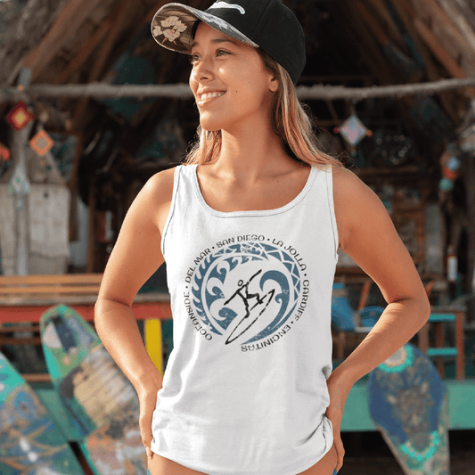 - San Diego County California Surf Surfing Fan Unisex Tank Top