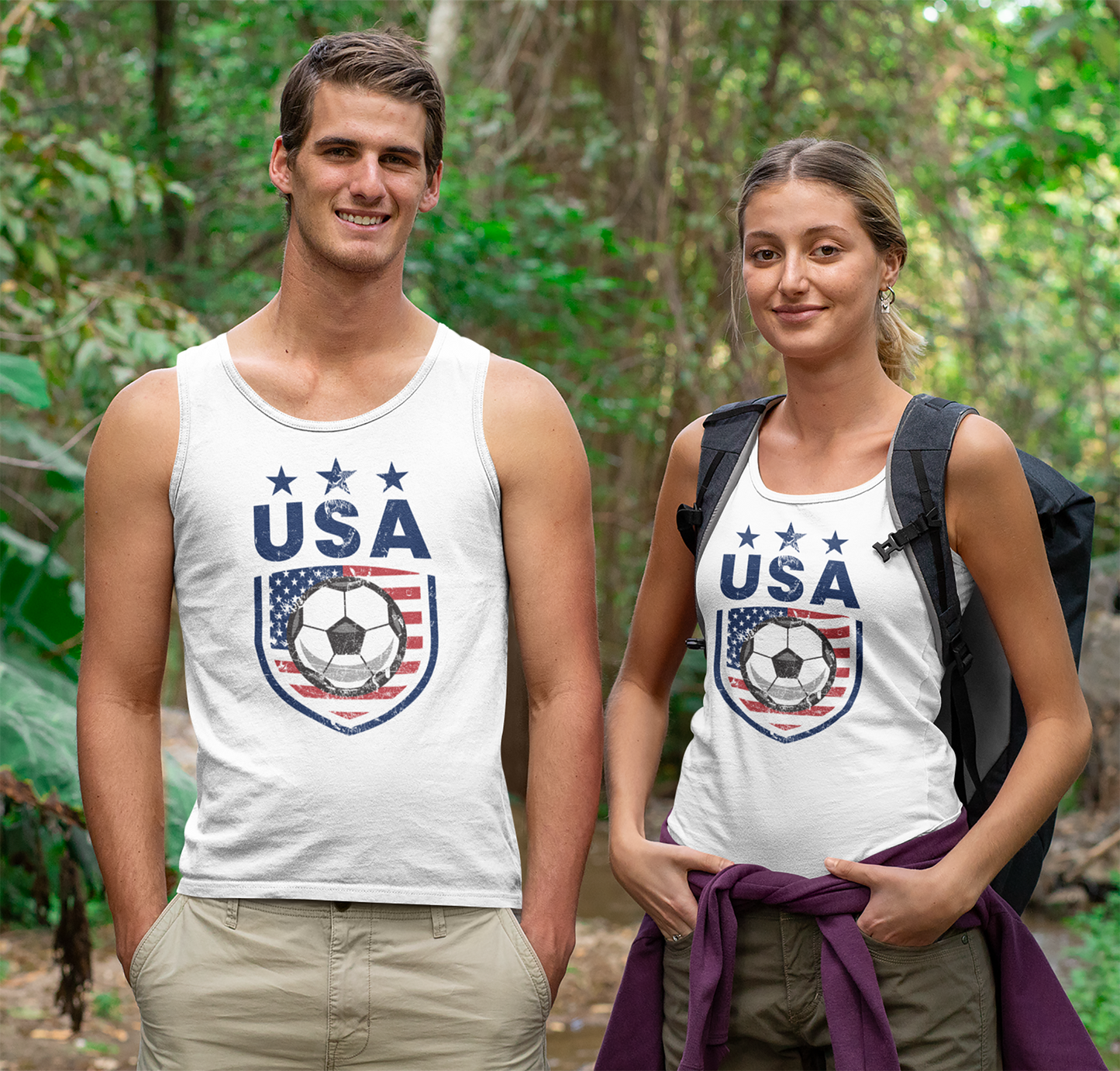 -Retro USA Soccer Team Football Fan Country American Flag Unisex Tank Top