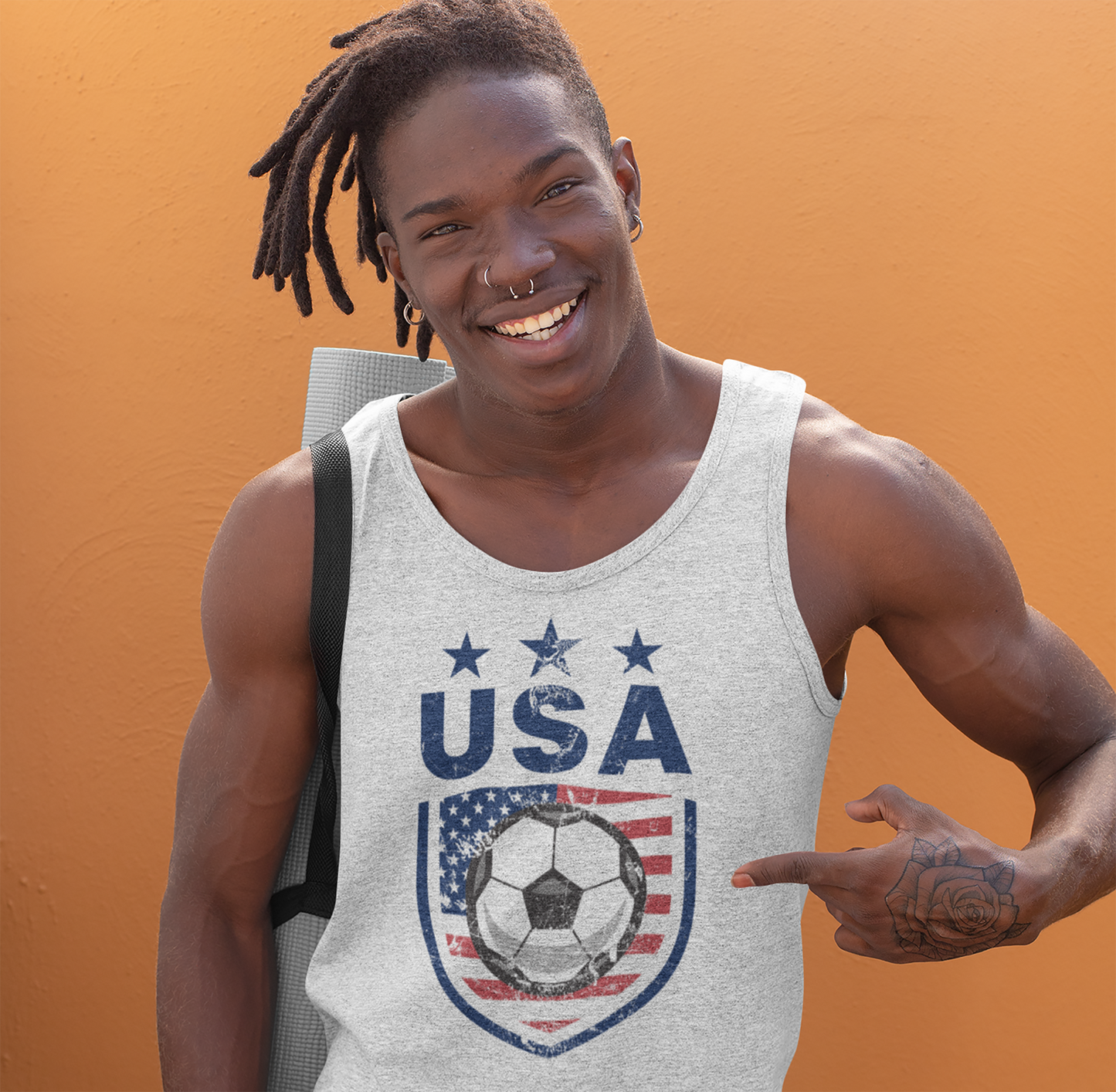 -Retro USA Soccer Team Football Fan Country American Flag Unisex Tank Top