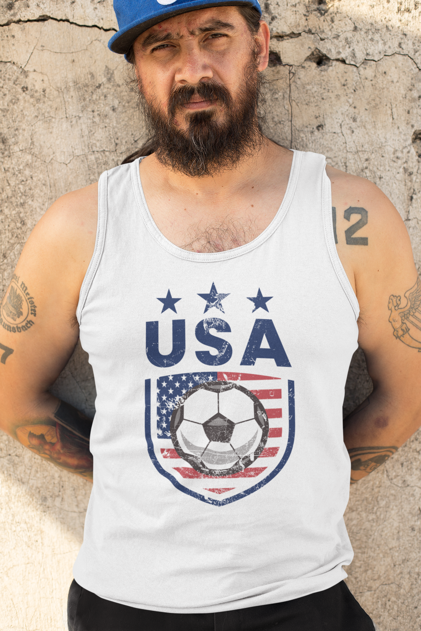 -Retro USA Soccer Team Football Fan Country American Flag Unisex Tank Top