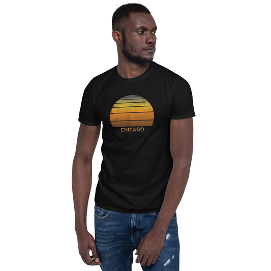 Retro Chicago Sunset Vacation Souvenir Vintage Sunrise Unisex T-Shirt