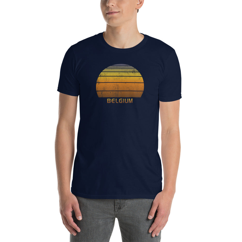 Retro Belgium Vacation Souvenir Sunset Vintage Unisex T-Shirt