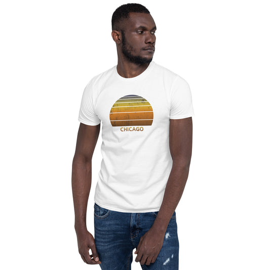 Retro Chicago Sunset Vacation Souvenir Vintage Sunrise Unisex T-Shirt