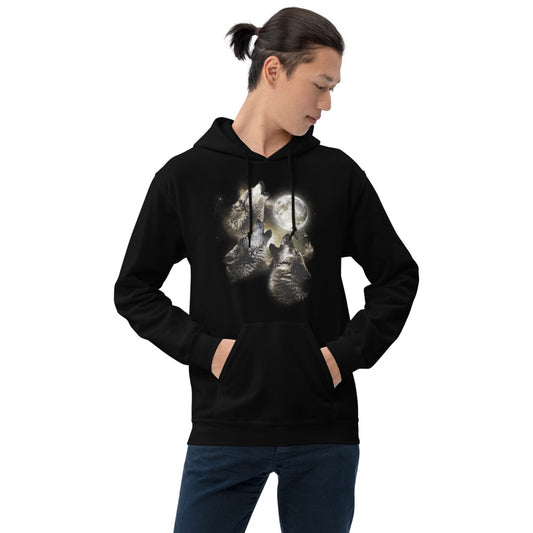 Cool Wolves Howl At The Moon Artistic Wolf Fan Unisex Hoodie Top Sweatshirt