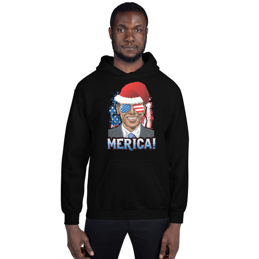 Funny Barack Obama Merica Christmas Political Democrats USA Flag Unisex Hoodie Top Sweatshirt