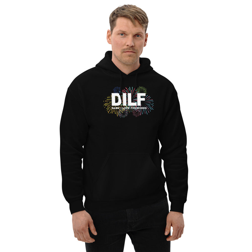 Funny DILF 4th Of July Joke Quote Fireworks Fans  Unisex Hoodie Top Sweatshirt