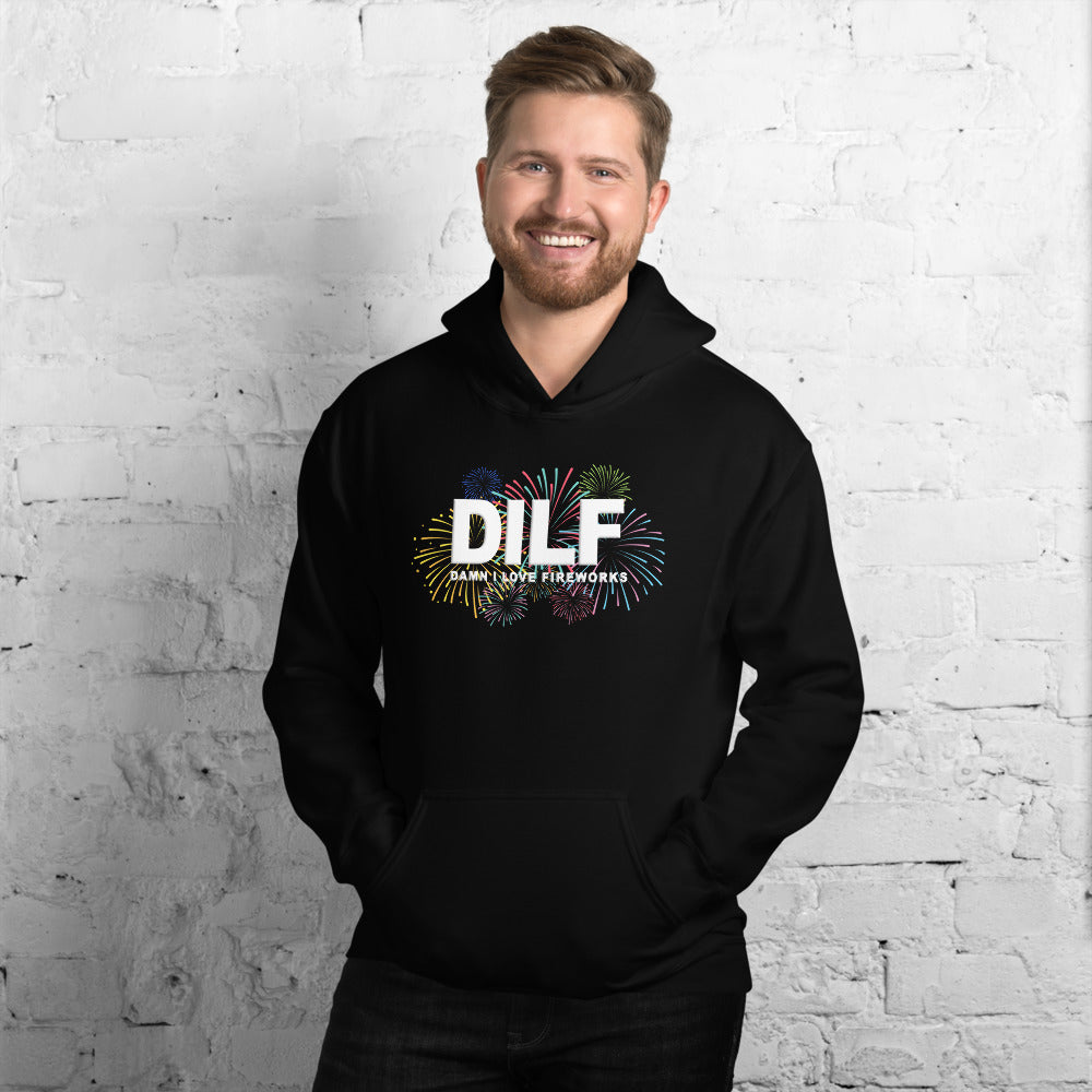 Funny DILF 4th Of July Joke Quote Fireworks Fans  Unisex Hoodie Top Sweatshirt