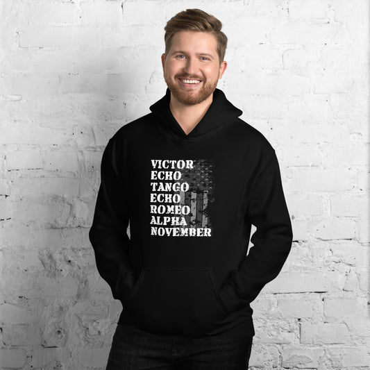 Cool Retired Veteran Military Service Army Navy Phonetic Alphabet Unisex Hoodie Top Sweatshirt