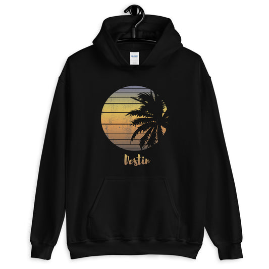 Retro Destin Florida Beach Palm Tree Vacation Souvenir Unisex Hoodie Top Sweatshirt