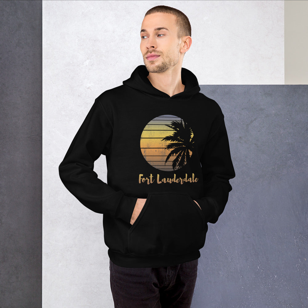 Retro Fort Lauderdale Florida Beach Palm Tree Vacation Souvenir Unisex Hoodie Top Sweatshirt