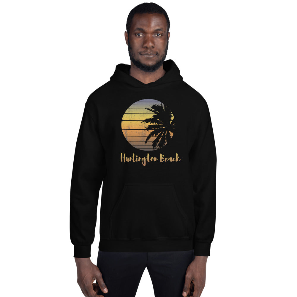 Retro Huntington Beach California Cool Vacation Souvenir Palm Tree Unisex Hoodie Top Sweatshirt