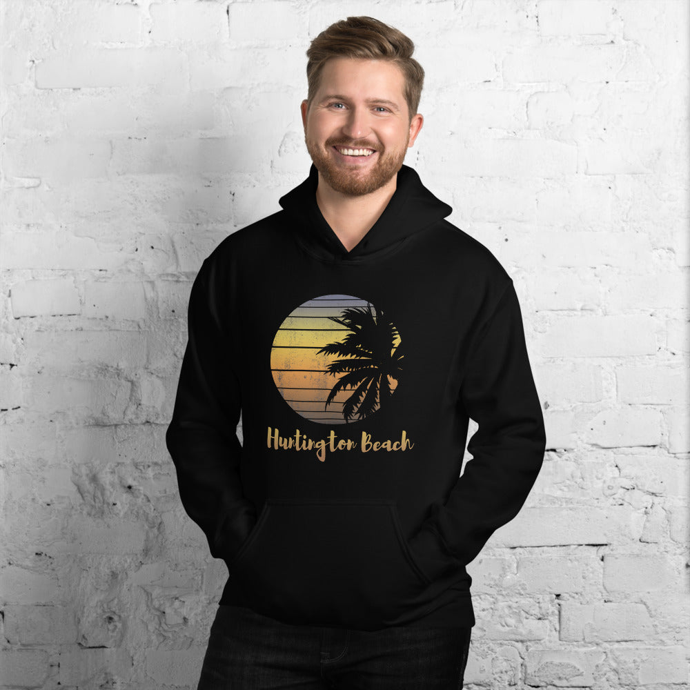 Retro Huntington Beach California Cool Vacation Souvenir Palm Tree Unisex Hoodie Top Sweatshirt