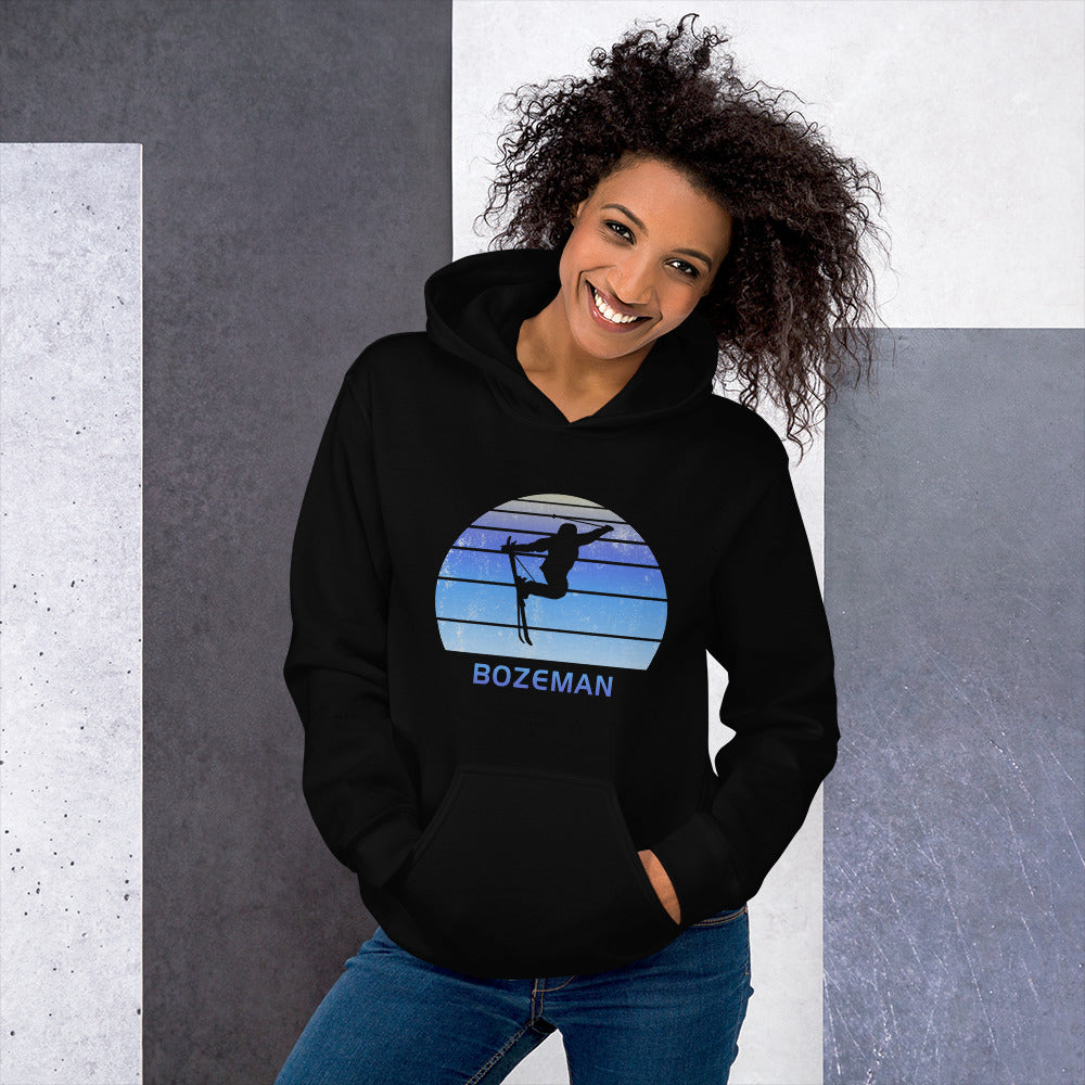 Retro Bozeman Montana Skiing Fan Unisex Hoodie Top Sweatshirt