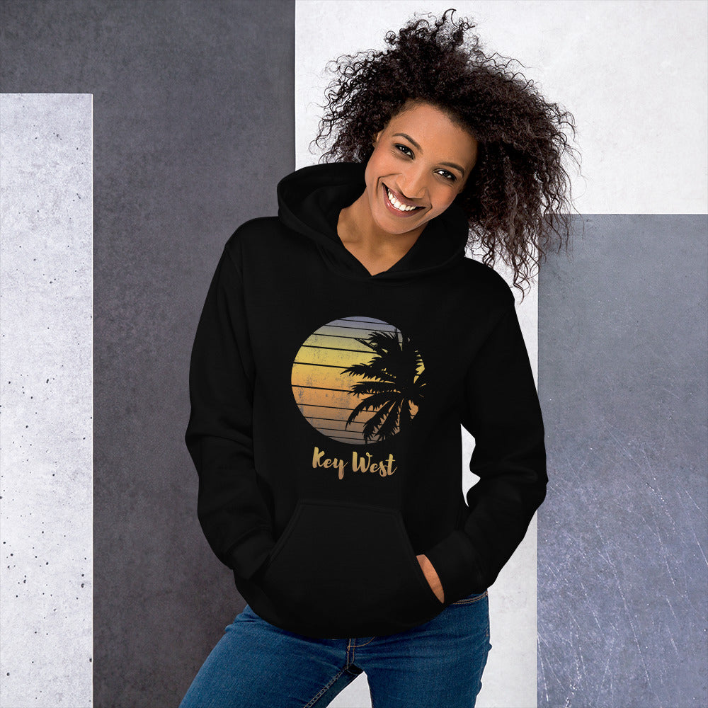 Retro Key West Florida Beach Palm Tree Vacation Souvenir Unisex Hoodie Top Sweatshirt