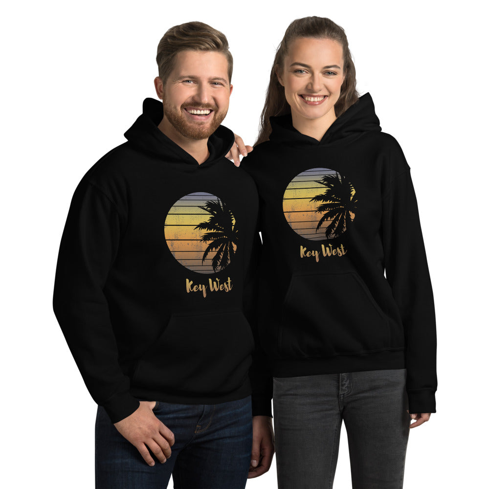 Retro Key West Florida Beach Palm Tree Vacation Souvenir Unisex Hoodie Top Sweatshirt