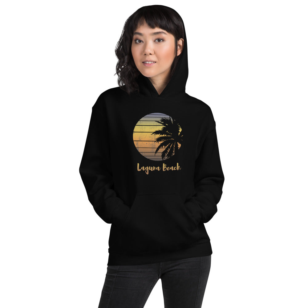 Retro Laguna Beach California Vacation Souvenir Palm Tree Unisex Hoodie Top Sweatshirt