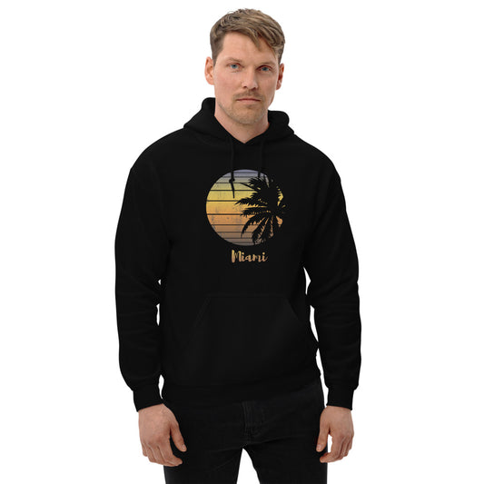 Retro Miami Florida Beach Palm Tree Vacation Souvenir Unisex Hoodie Top Sweatshirt