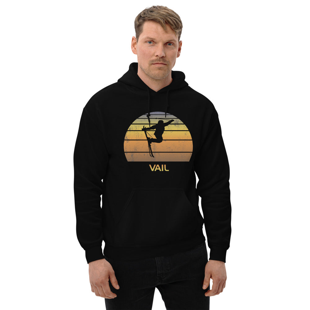 Cool Retro Vail Colorado Skiing Ski Fan Unisex Hoodie Top Sweatshirt