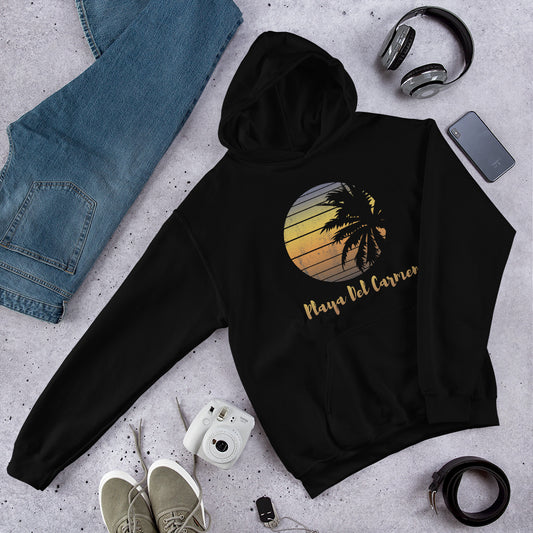 Retro Playa Del Carmen Mexico Beach Family Vacation Souvenir Palm Tree Unisex Hoodie Top Sweatshirt