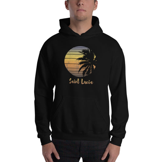 Retro Saint Lucia Beach Palm Tree Vacation Souvenir Unisex Hoodie Top Sweatshirt